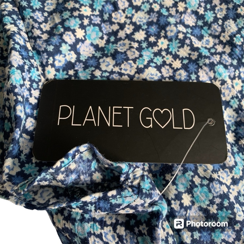 PLANET GOLD NWT! Women’s PLUS Babydoll Dress Blue/White Floral Tiered Flowy 3X‎ - Picture 6 of 12